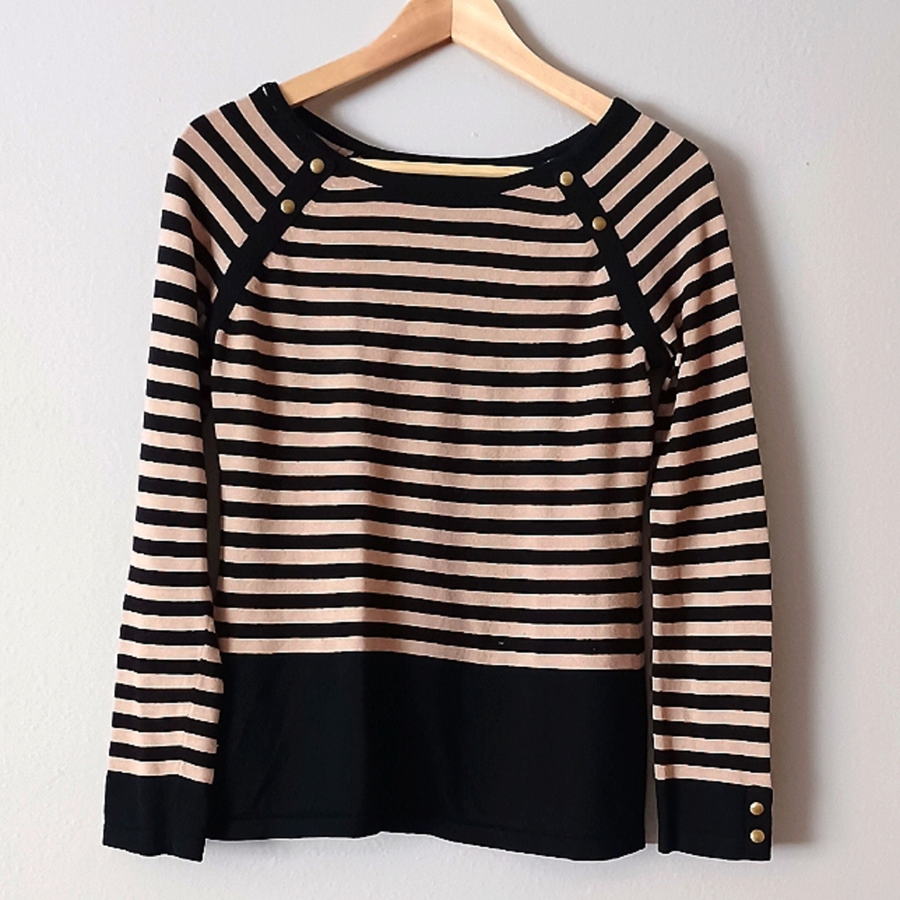 Tan and black stripped top